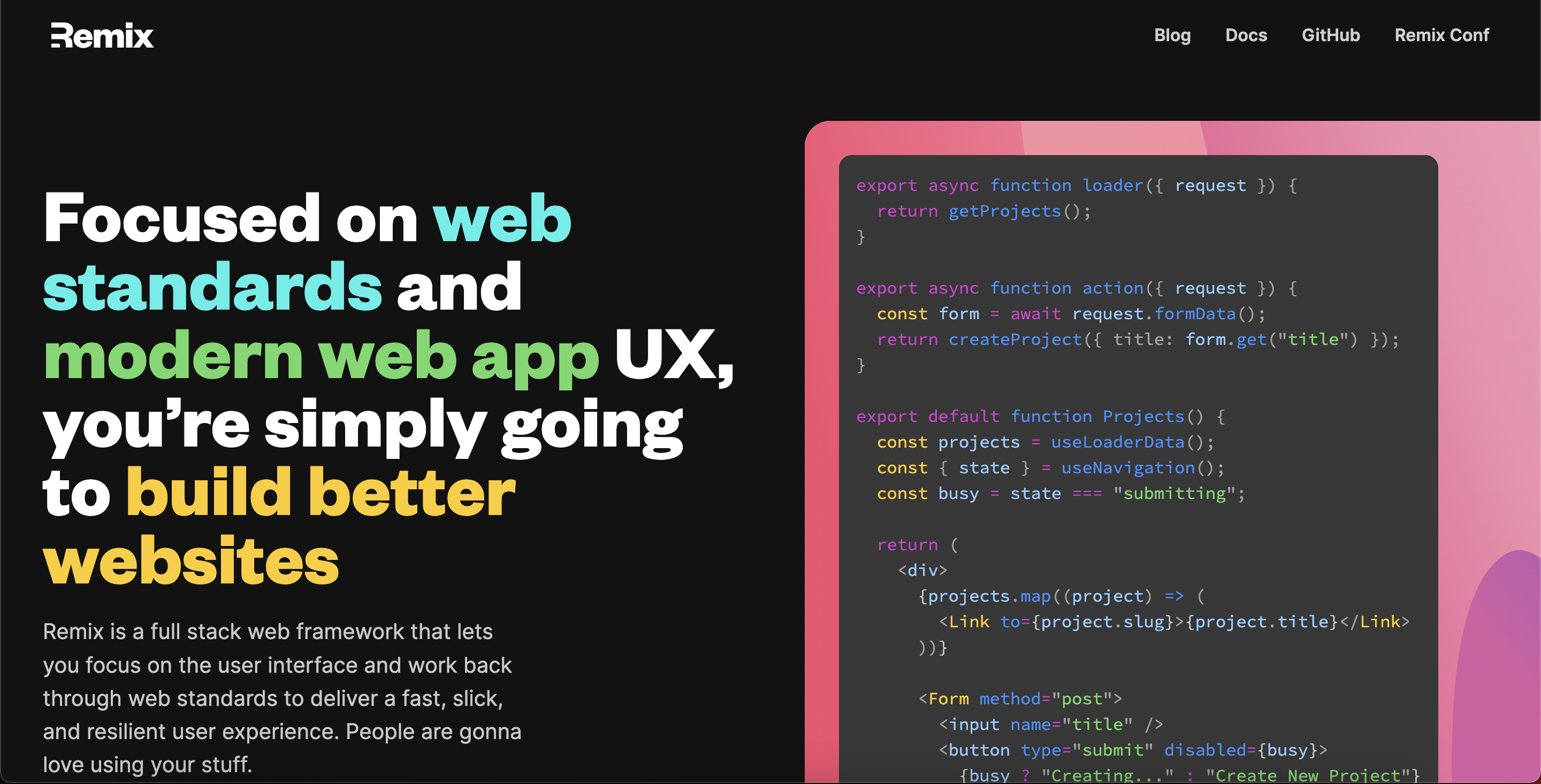 Let's take a glance at Remix.js